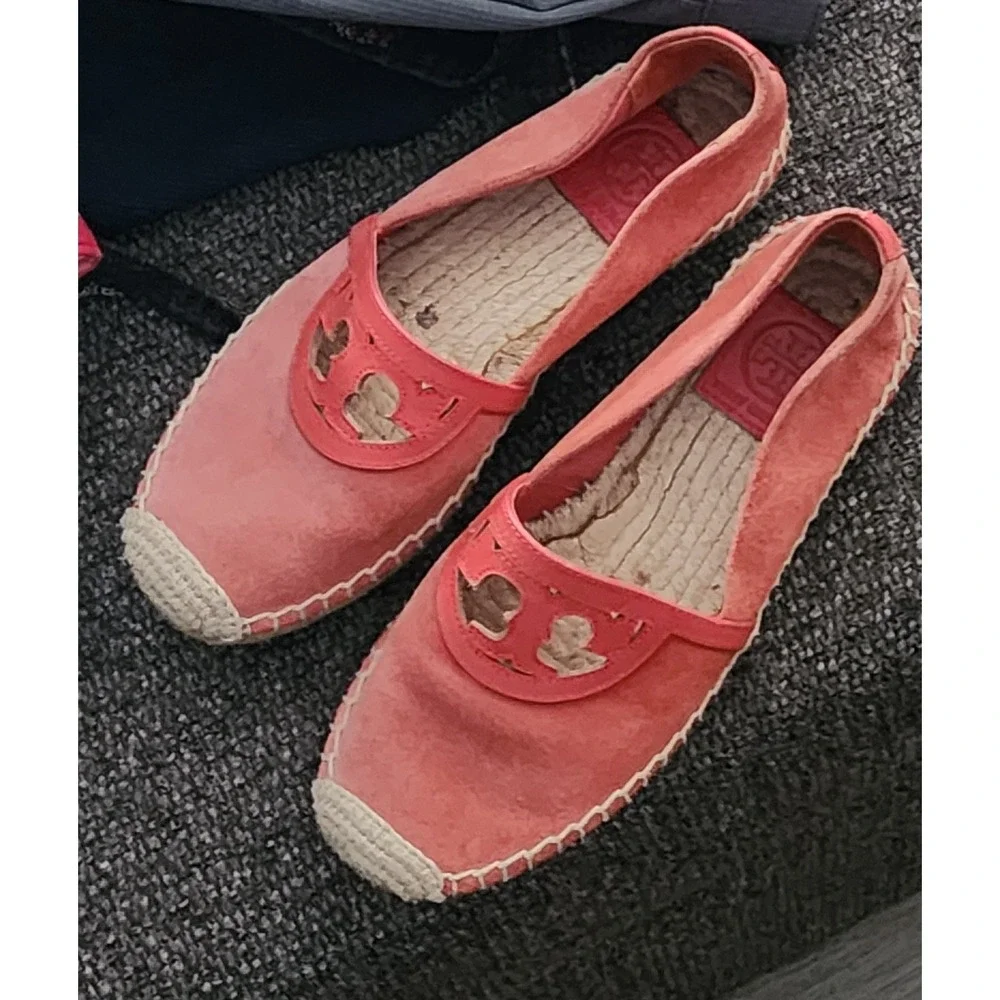 Tory Burch Women's Sidney Red Canyon Suede Espadrille Size 5